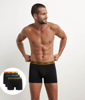 3er-Pack schwarze Baumwoll-Boxershorts mit Jacquardbund in orange/türkis/khaki - Mix & Colors