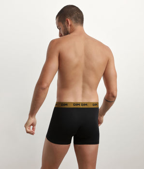 Pack of 3 black men's boxers with coloured waistband Pumpkin Mix & colours