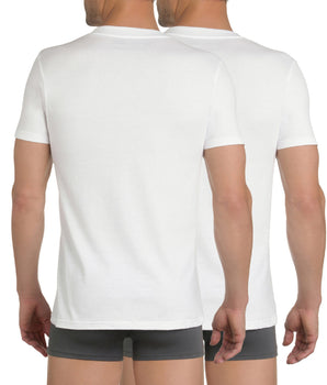 Pack of 2 white EcoDIM crew-neck T-shirts in pure cotton