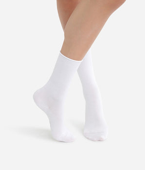 Lot de 2 paires de chaussettes blanches Femme en coton modal