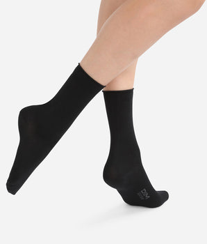 Lot de 2 paires de chaussettes noires Femme en coton modal