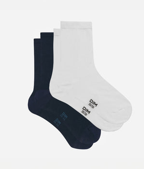 2er-Pack Damensocken aus Baumwolle marineblau/weiß - Basic Cotton