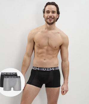 Lot de 2 boxers homme respirants Noir Gris Perle 3D Flex Air