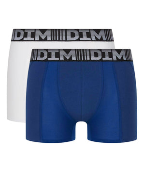 2er-Pack längere Anti-Transpirant-Boxershorts stahlblau/weiß - 3D Flex Air