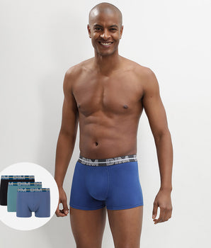 3er-Pack Boxer aus Stretch-Baumwolle schwarz/blaugrün/blau - DIM Powerful