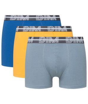 Lot de 3 boxers coton stretch ceinture graphique bleu Dim Powerful