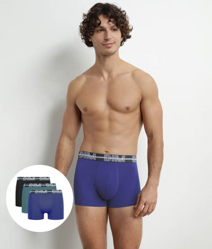 Set of 3 men's boxers with 3D waistband, Black, Blue, Green Dim Powerful