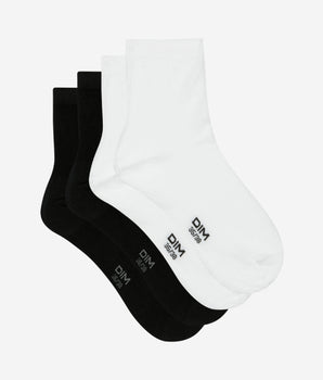 Pack of 2 pairs of white and black cotton sock liners