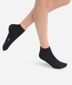 Pack de 2 pares de calcetines bajos negros segunda piel para mujer