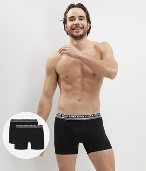 2er-Pack schwarze Boxershorts mit PowerGrip Beinabschluss - Stay & Fit