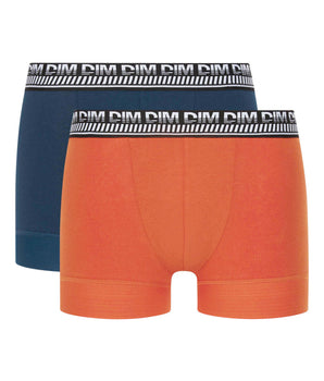 2er-Pack orange/blaue Boxershorts mit PowerGrip Beinabschluss - Stay & Fit