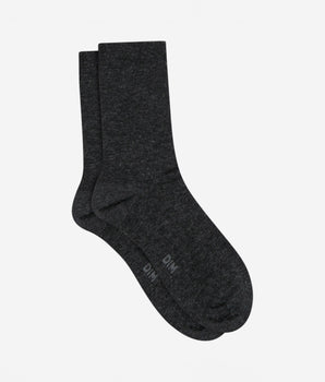 Chaussettes unies anthracite en laine douce Femme