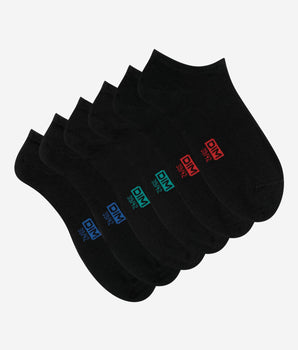 3er-Pack schwarze Herren-Sneakersocken aus Baumwolle