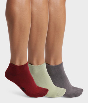 Pack de 3 pares de calcetines de hombre Gris, Rojo y Verde claro Dim Coton