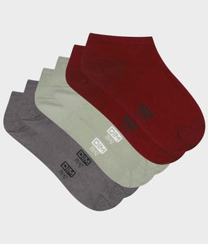 Lot de 3 paires de socquettes homme Gris Rouge Sauge Dim Coton