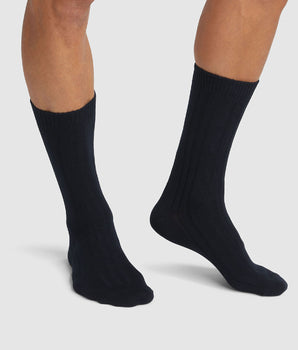 Pack de 2 pares de calcetines altos para hombre en viscosa negra Dim Bambou