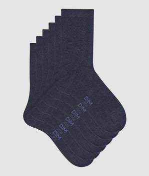 Pack of 3 pairs of women's cotton socks in Navy Blue Dim