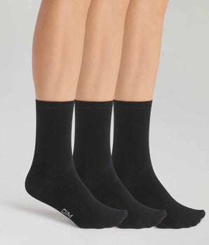 Pack de 3 pares de calcetines de mujer de algodón Negro Dim