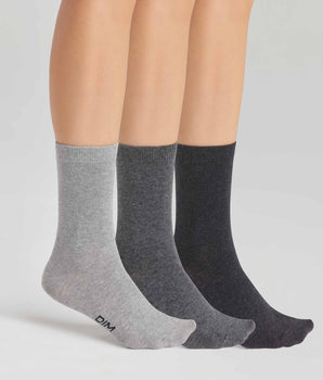 Pack of 3 pairs of light gray women's socks in Dim cotton