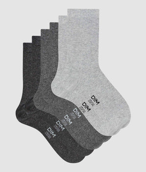 Pack of 3 pairs of light gray women's socks in Dim cotton