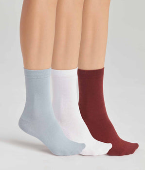 Pack de 3 pares de calcetines de mujer de algodón Blanco Rojo y Azul Dim Basic