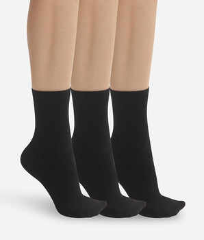 Pack de 3 pares de calcetines de algodón para mujer negro Dim Basic Coton