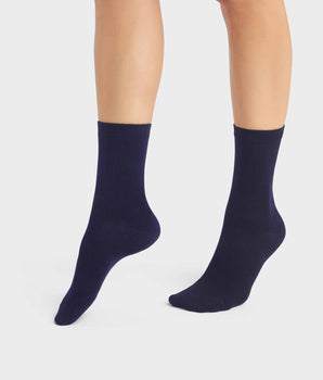 2er-Pack marineblaue Damensocken aus Viskose – DIM Bambus