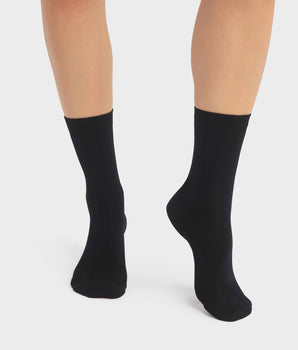 Pack of 2 pairs of women's viscose socks in Black Dim Bambou