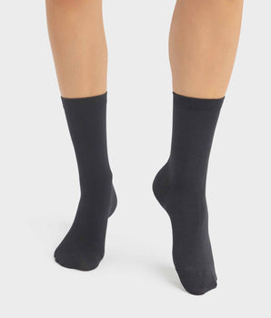 Pack of 2 pairs of women's viscose socks in Anthracite Dim Bambou