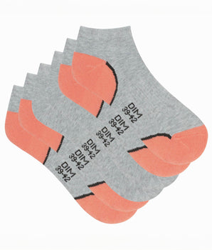 Pack of 3 pairs of light impact women's socks Coral grey Dim Sport