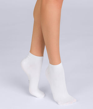 Pack de 2 calcetines bajos cortos blancos Skin para mujer