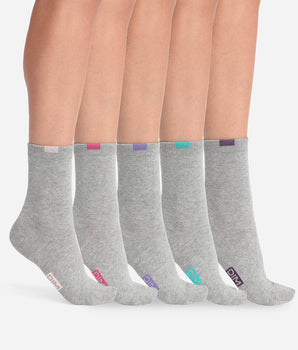 ECODIM Pack of 5 Pairs of Women's Light Grey Cotton Mixed Socks