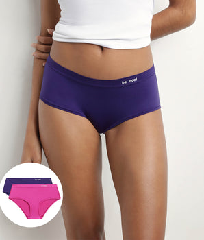 Lot de 2 shorties femme en microfibre Fuchsia et Violet Oh My Dim’s