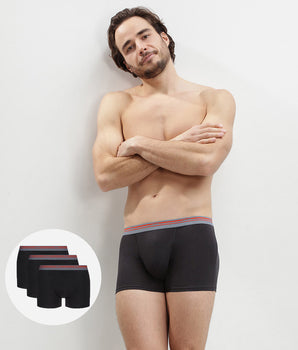 3 Pack men's stretch cotton trunks Black Daily Colors