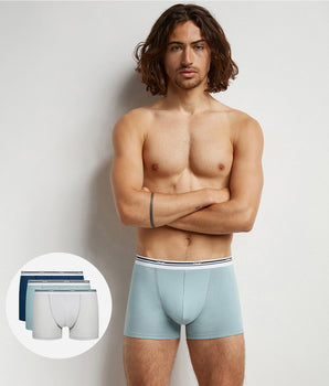 3er-Pack Boxershorts aus Stretch-Baumwolle blau/grau/hellblau - Classic Colors