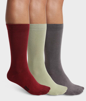 Pack of 3 pairs of men's socks in Gray, Red, Sage Dim Cotton