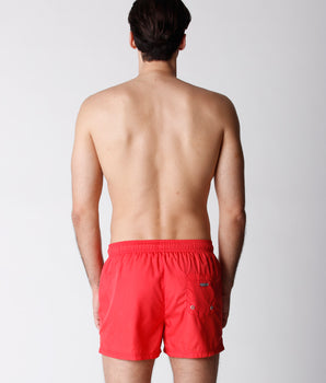 Men's Short Swimsuit Red with Surf Print