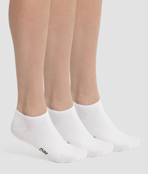 Lot de 3 paires de chaussettes courtes femme Blanc Dim Coton