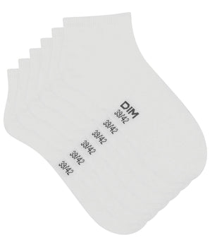 Pack de 3 pares de calcetines para mujer cortos de algodón blanco Dim Coton