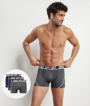 3er-Pack Boxershorts aus Mikrofaser grau/violett/schwarz  - DIM Sport