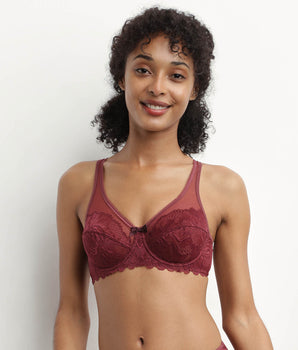 Soutien-gorge emboîtant en dentelle Rubis Foncé Generous Essentiel