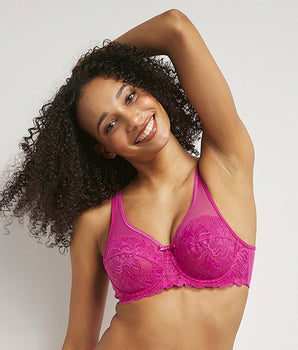 Fuschia Generous Essentiel Full cup lace and tulle bra