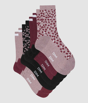 Lot de 4 paires de chaussettes femme Noir Grenat à taches Ecodim Style