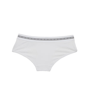 Shorty fille coton stretch Blanc avec impressions argentées Dim Sport