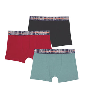 Pack de 3 bóxers de niño de algodón elástico Rojo Azul y Verde EcoDim Classic