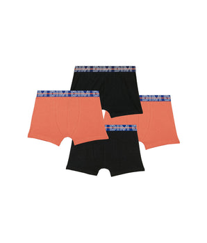 Pack of 4 boys' stretch cotton boxer shorts with contrasting waistband Orange EcoDim