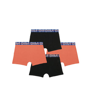 Pack of 4 boys' stretch cotton boxer shorts with contrasting waistband Orange EcoDim