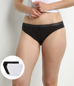 Pack de 2 bragas de mujer blancas y negras DIM Fashion