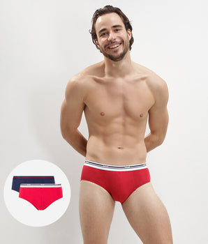 Pack de 2 slips rojo y azul marino con cintura contrastada Classic Colors