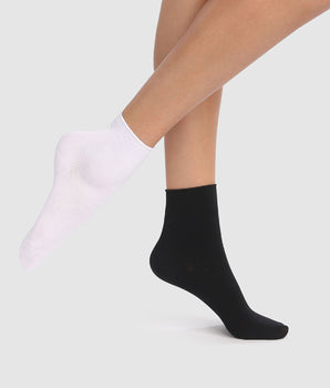 Pack de 2 pares de calcetines modal mujer negros y blancos Dim Modal